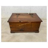 Wooden Storage Chest With Hinged Lid
