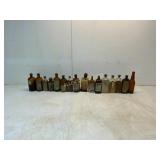 16 Assorted Amber and Clear Apothecary Bottles