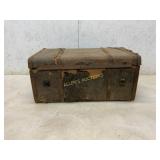 Wood and Canvas Steamer Trunk with Metal Accents