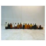 18 Amber and Clear Glass Bottles