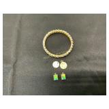 925 Silver Pendants and Gold-Tone Bangle