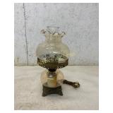 Glass Hurricane Lamp with Etched Globe