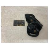 Black Leather Belt Holster with Snap Closure