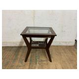 Wood and Glass Side Table with Shelf