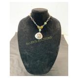 Pewter Necklace with Pendant and Colored Accents