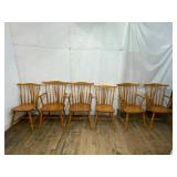 Six Solid Wood Spindle-Back Chairs