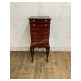 Mahogany-Style Jewelry Chest With Queen Anne Legs