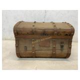 Wood and Metal-Banded Storage Trunk