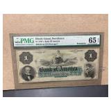 1860s Rhode Island $1 Bank of America Note