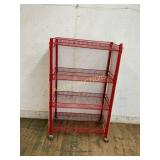 Red Metal Coca-Cola Display Rack on Casters