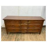 Wooden 8-Drawer Double Dresser with Brass Pulls