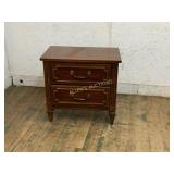 Two-Drawer Wooden Nightstand with Brass Handles