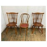 Three Wood and Veneer Chairs