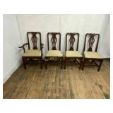 Four Mahogany Dining Chairs with Upholstered Seats