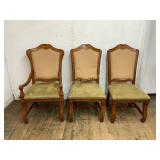 Three Wooden Dining Chairs with Upholstery
