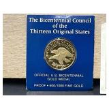 Official US Bicentennial Gold Medal by Franklin Mi