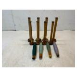 12 Wooden Textile Bobbins with Thread