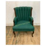 Green Upholstered Wood-Framed Armchair
