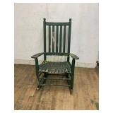 Green Painted Wooden Rocking Chair