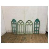 Four Painted Gothic-Style Window Frames