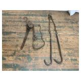 Vintage Chain Hoist and Hook Assembly