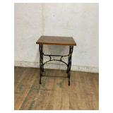 Wood-Top Table with Cast Iron Base