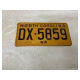 1964 North Carolina License Plate