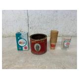 Vintage Tobacco Tin, Cups, and Glasses