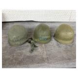3 U.S. G.I. Helmets with Liners