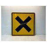 Yellow Railroad Crossing Warning Sign