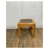 Oak and Glass Top Side Table