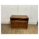 Wooden Cabinet With Open Shelf and Double Doors