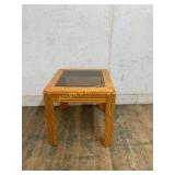 Oak Side Table With Glass Inset Top