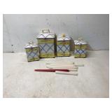 Ceramic Lidded Containers with Candle Holders