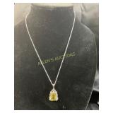 Stainless Steel Necklace with Yellow Pendant