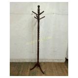 Turned Wood Coat Rack with Spiral Detailing