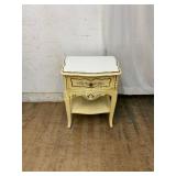 Yellow Wooden Nightstand with Painted Details