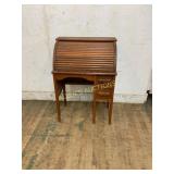 Small Wood Roll-Top Desk with Storage Drawers
