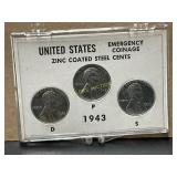 1943 Zinc-Coated Steel Cent Set