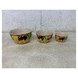Three Hand-Painted Ceramic Mixing Bowls