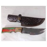 Damascus Bowie Knife with Sheath