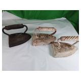 Three Cast Iron Flat Irons