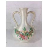Double-Handled Pottery Vase with Floral Motif