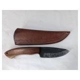 Damascus Steel Knife with Leather Sheath