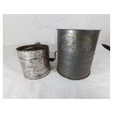 Galvanized Metal Flour Sifters, Set of 2