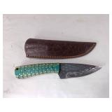 Damascus Knife with Leather Sheath