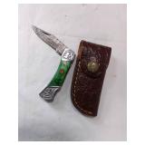 Damascus Folding Locking Blade Knife with Sheath