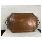 Rectangular Copper Serving Tray with Handles
