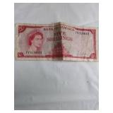 Jamaican 5 Shillings Banknote, Bank of Jamaica