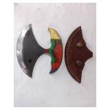 Damascus Rocker Blade Knife with Sheath